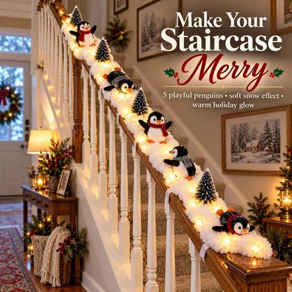 🔥Hot Sale 22% OFF🔥Playful Penguin Snowy Stair Railing Decor