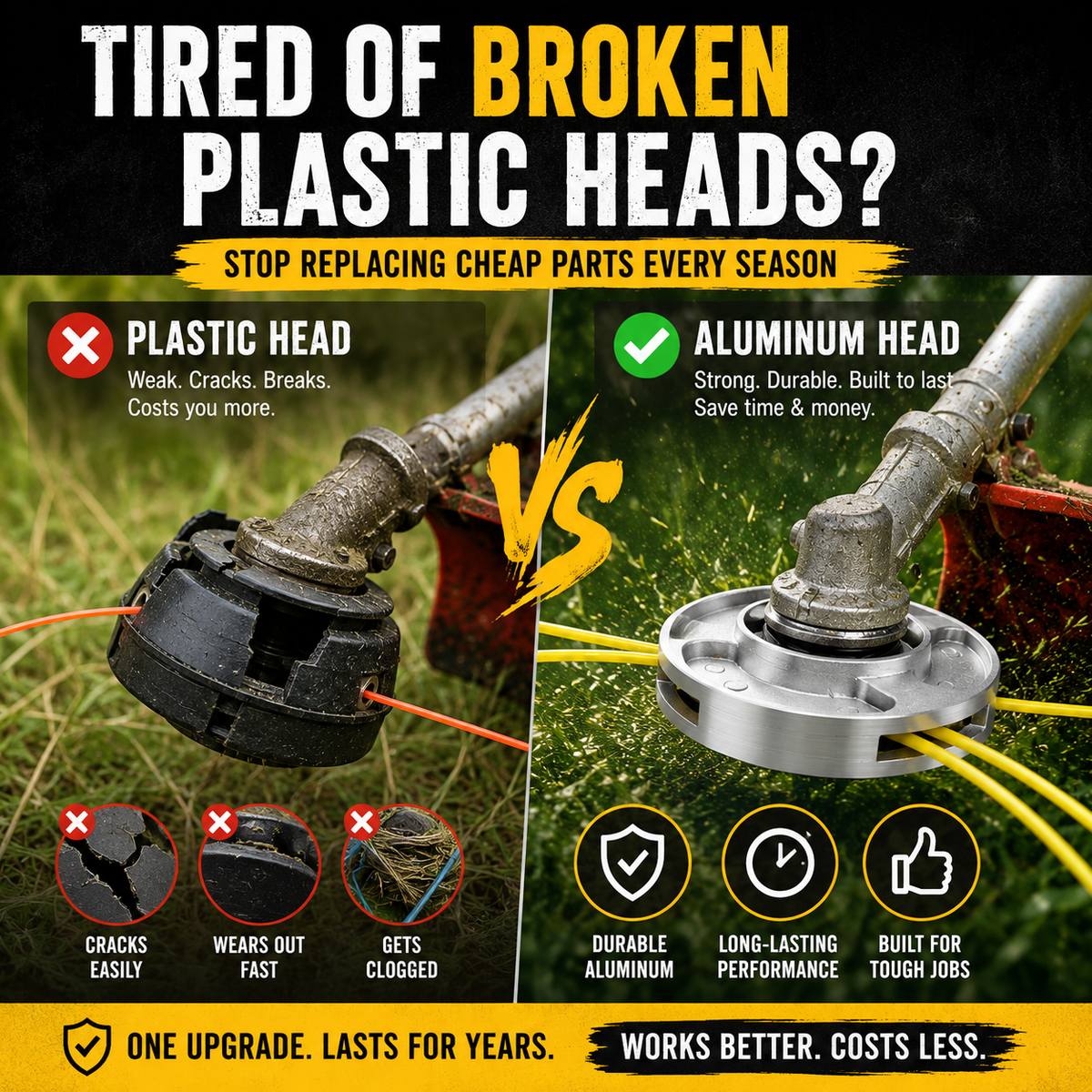 🌿 Universal Aluminum Grass Trimmer Head | Heavy-Duty Brush Cutter Replacement.