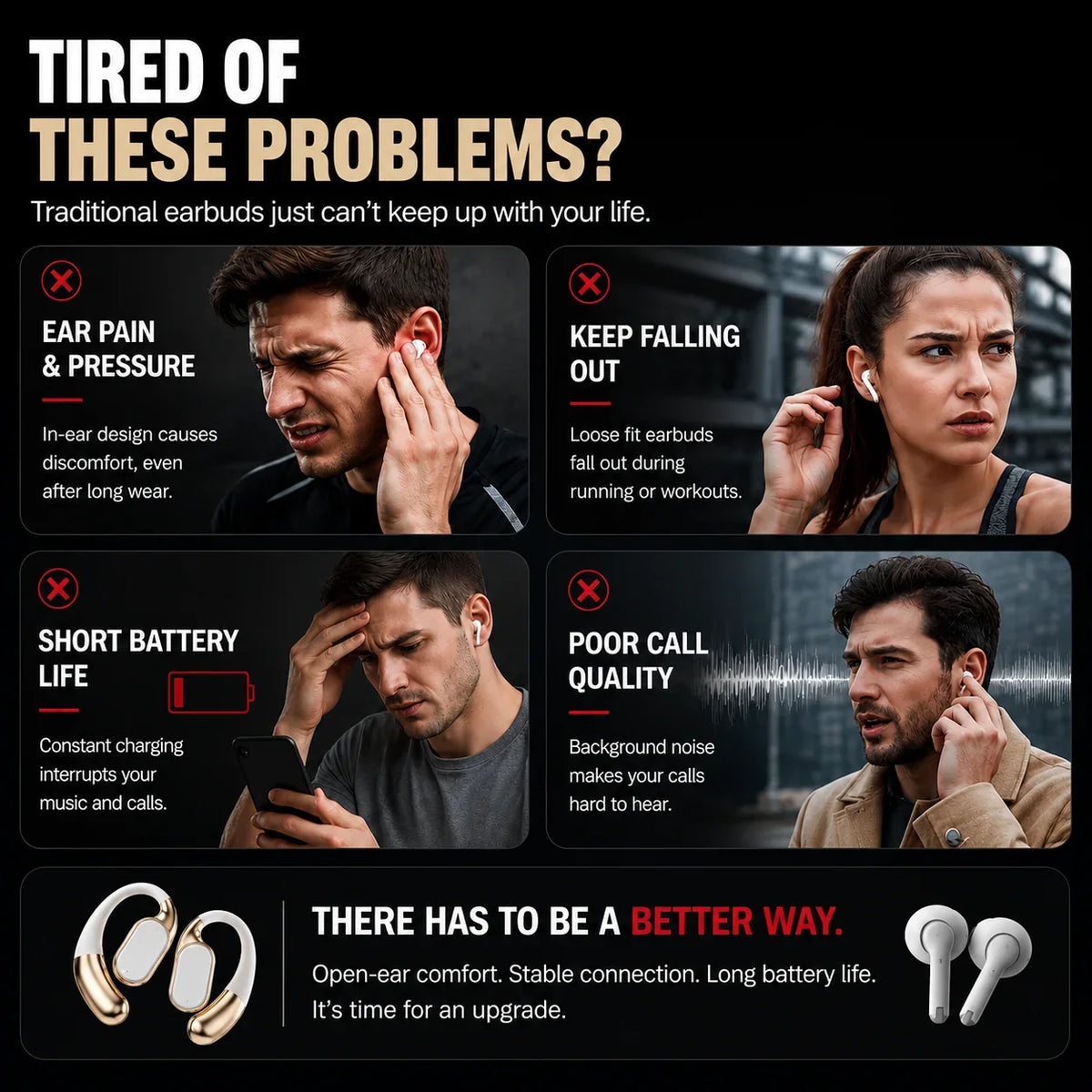🎧 Monster AC530 Open-Ear Headset | 165H Battery, Bluetooth 6.0, Ultra Comfort Wireless Earbuds
