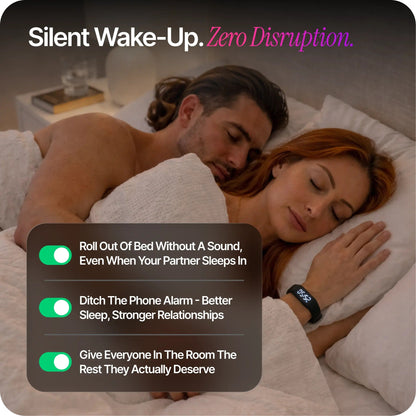 Silent Vibration Alarm Clock - Wrist-Worn Wake-Up Device for Heavy Sleepers, Avoids Disturbing Partners, 2 Intensity Levels, Up to 3 Alarms, 14+ Day Rechargeable Battery