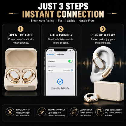 🎧 Monster AC530 Open-Ear Headset | 165H Battery, Bluetooth 6.0, Ultra Comfort Wireless Earbuds