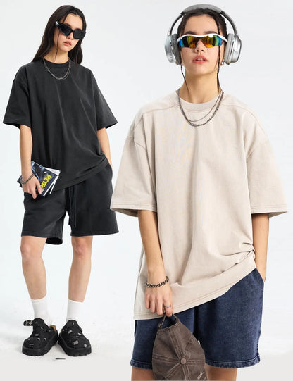 1/4 Pack Oversized T shirts for Men Gym Vintage Heavyweight T Shirts Cotton Workout Acid Wash Baggy Tees