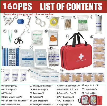 👩‍⚕️330-Piece Waterproof First Aid Kit for Home, Car & Outdoor Emergencies