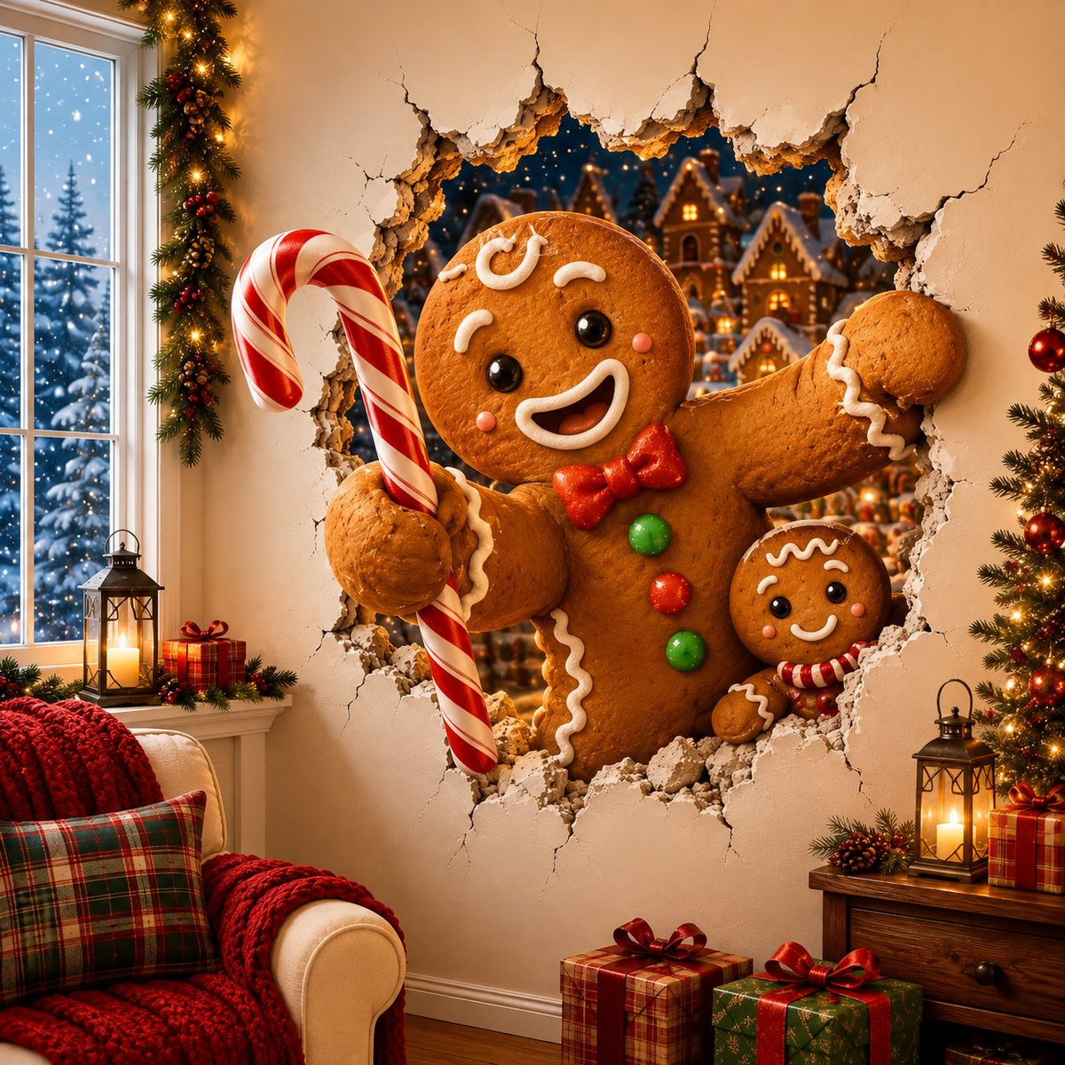 🔥Last Day 50% OFF-19.7'' Christmas Breaking Through the Wall Decal🎄🎁