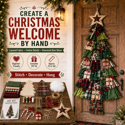 🎄Beginner-Friendly DIY Oversized Patchwork Christmas Tree Door Hanging Kit | Complete Kit with All Tools & Step-by-Step Guide Included