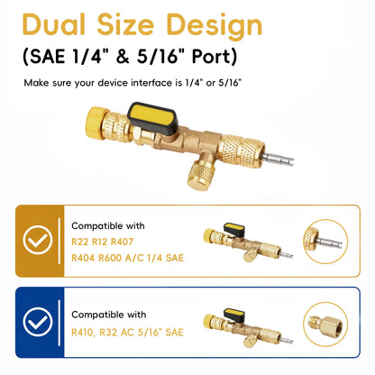 🔧 50% OFF Dual-Size AC Valve Core Remover & Installer Kit 1/4' & 5/16' SAE