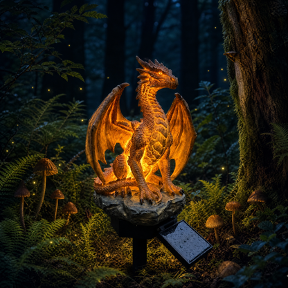 🐉Golden Ember Solar Dragon Outdoor Statue Light, Fantasy Garden Decor