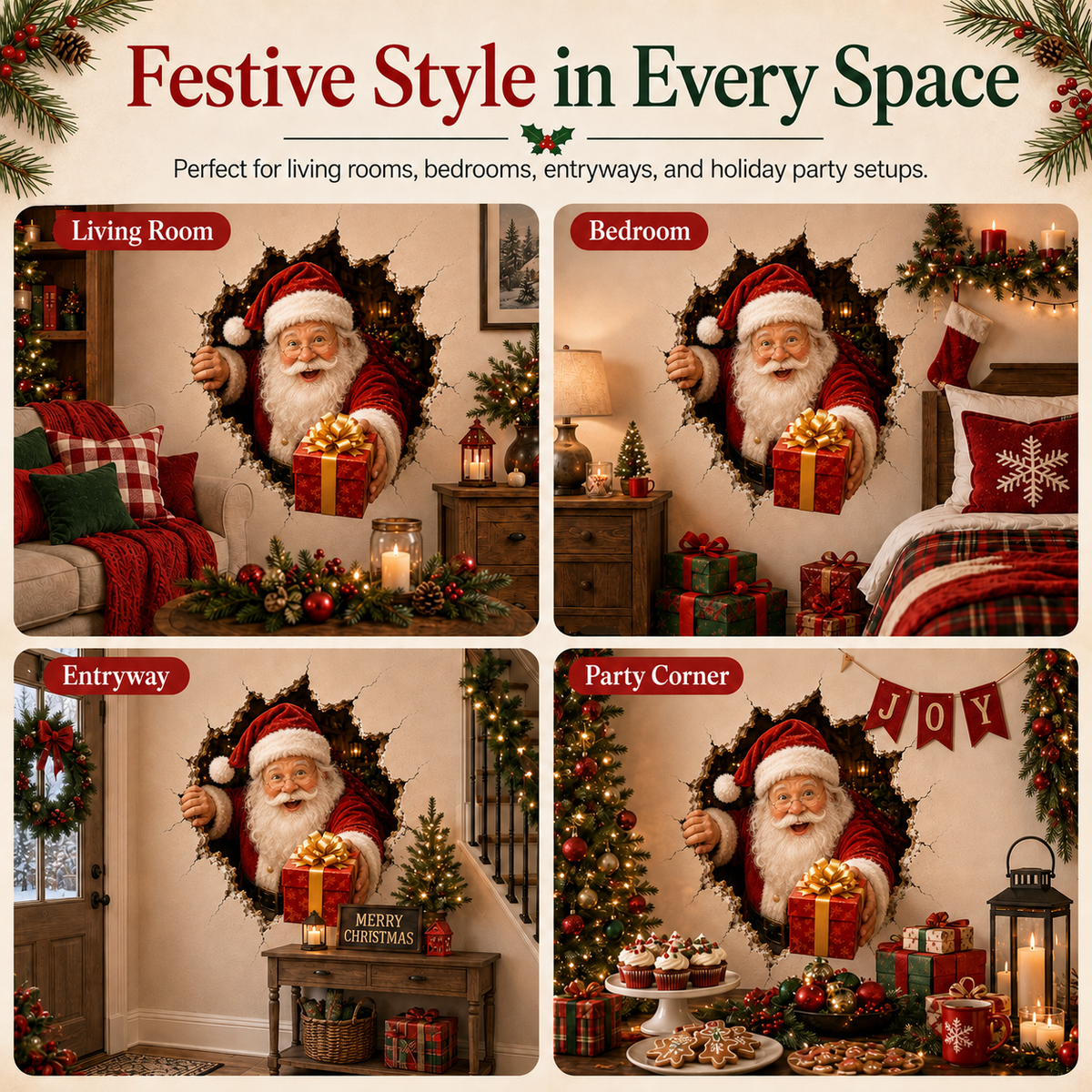 🔥Last Day 50% OFF-19.7'' Christmas Breaking Through the Wall Decal🎄🎁