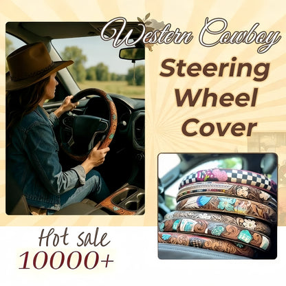 All-Season Breathable Steering Wheel Cover – Western Style, Non-Slip Grip, 14.3-14.6'