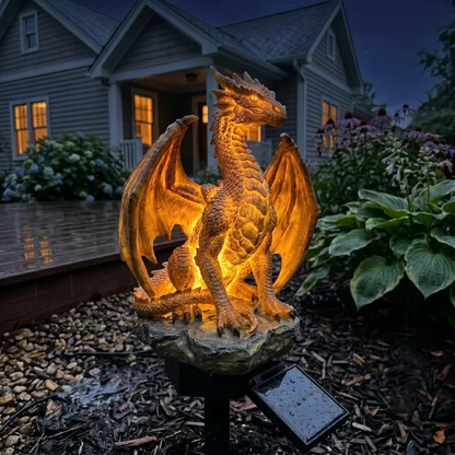🐉Golden Ember Solar Dragon Outdoor Statue Light, Fantasy Garden Decor