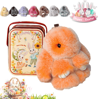 🐰Easter Cute Bunny Plush Keychain - Iron Box Gift Option, 🎁Easter Sweet Surprise