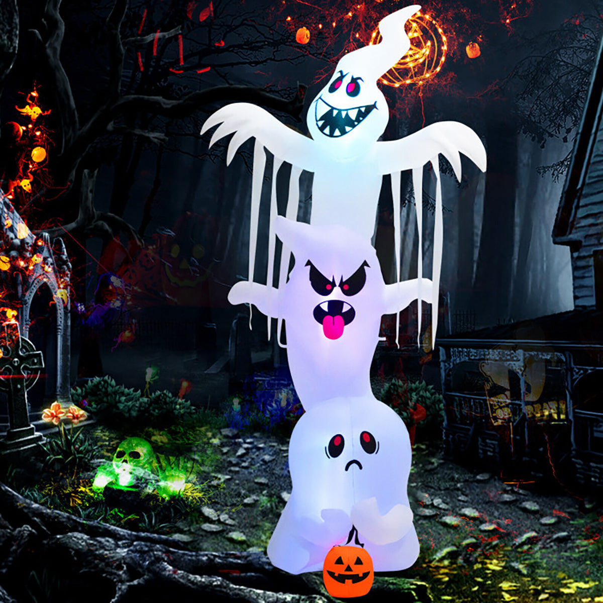 10' Inflatable Halloween Overlapping Ghosts - primary product image