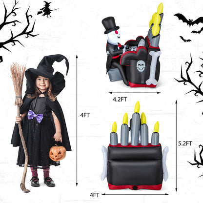 5.2' Inflatable Halloween Skeleton Playing the Piano with Bluetooth Speaker