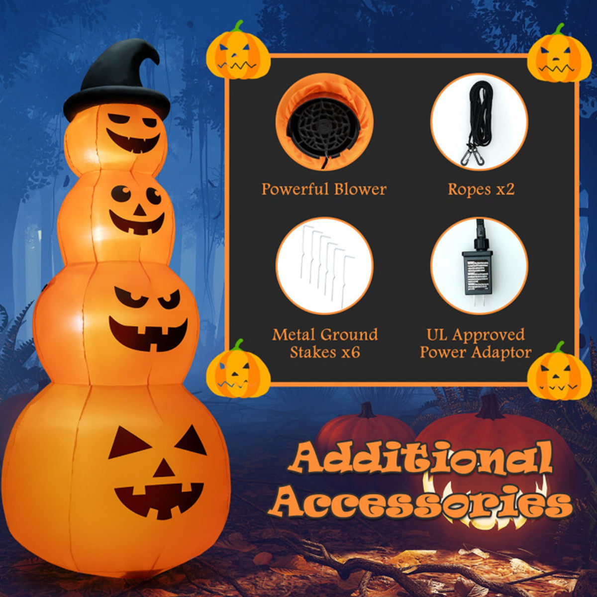 8' Inflatable Halloween Pumpkin Stack