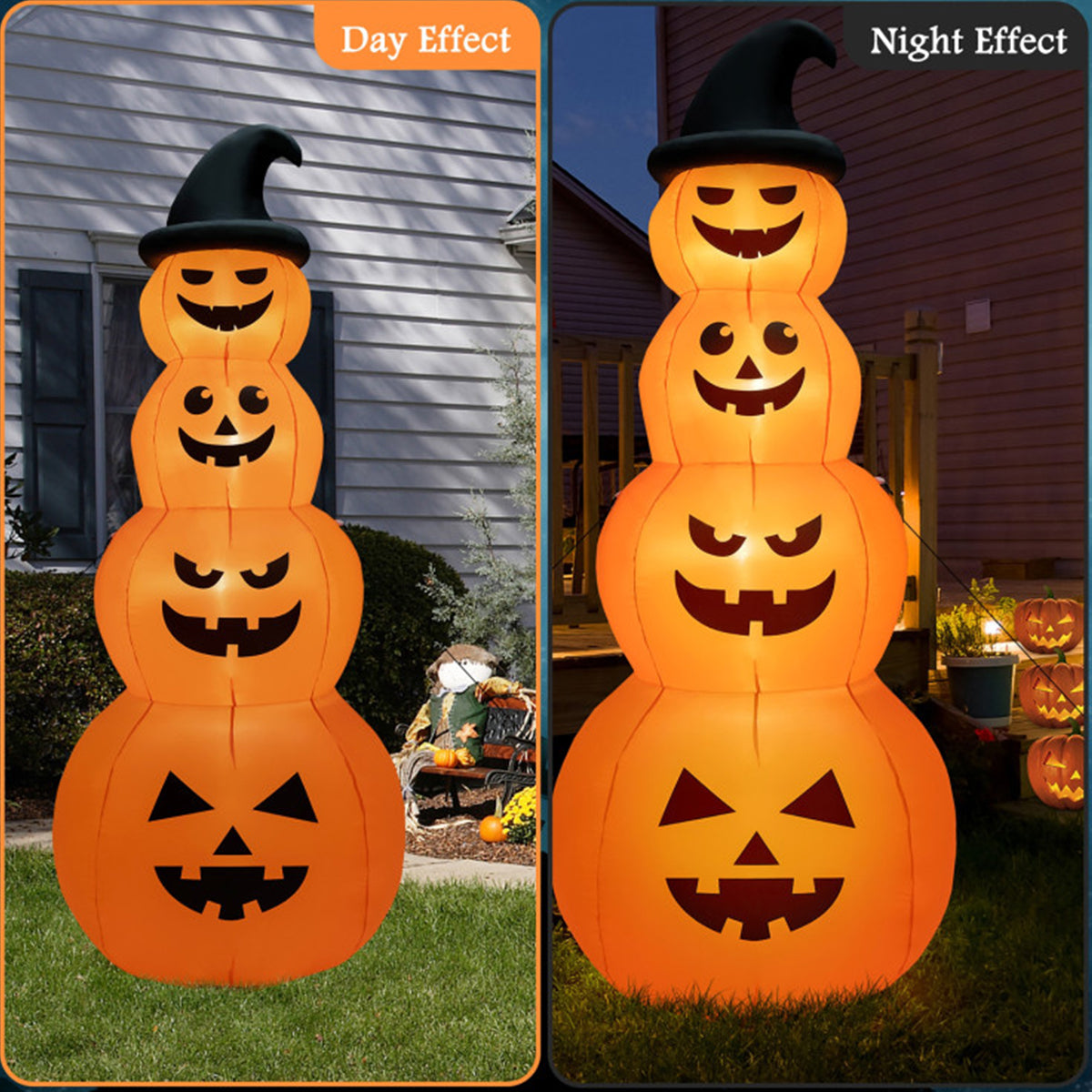 8' Inflatable Halloween Pumpkin Stack