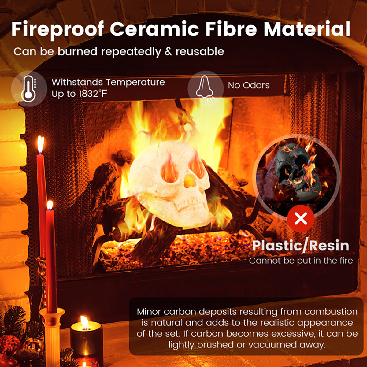 Ceramic Fireproof Fire Pit Skull