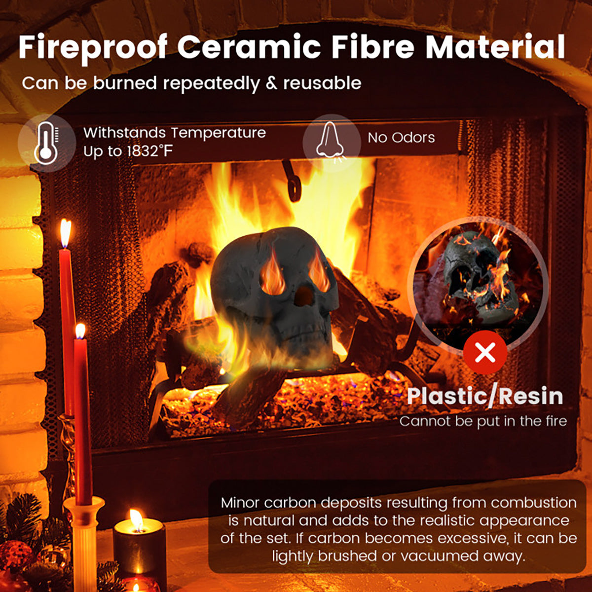 Ceramic Fireproof Fire Pit Skull