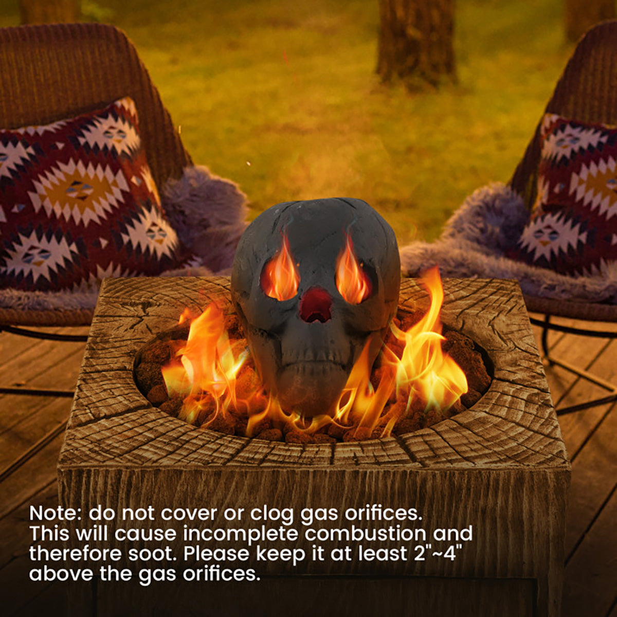 Ceramic Fireproof Fire Pit Skull