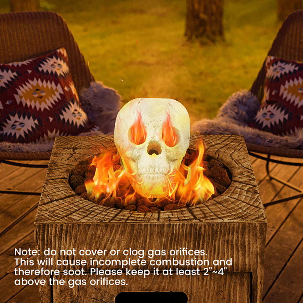 Ceramic Fireproof Fire Pit Skull