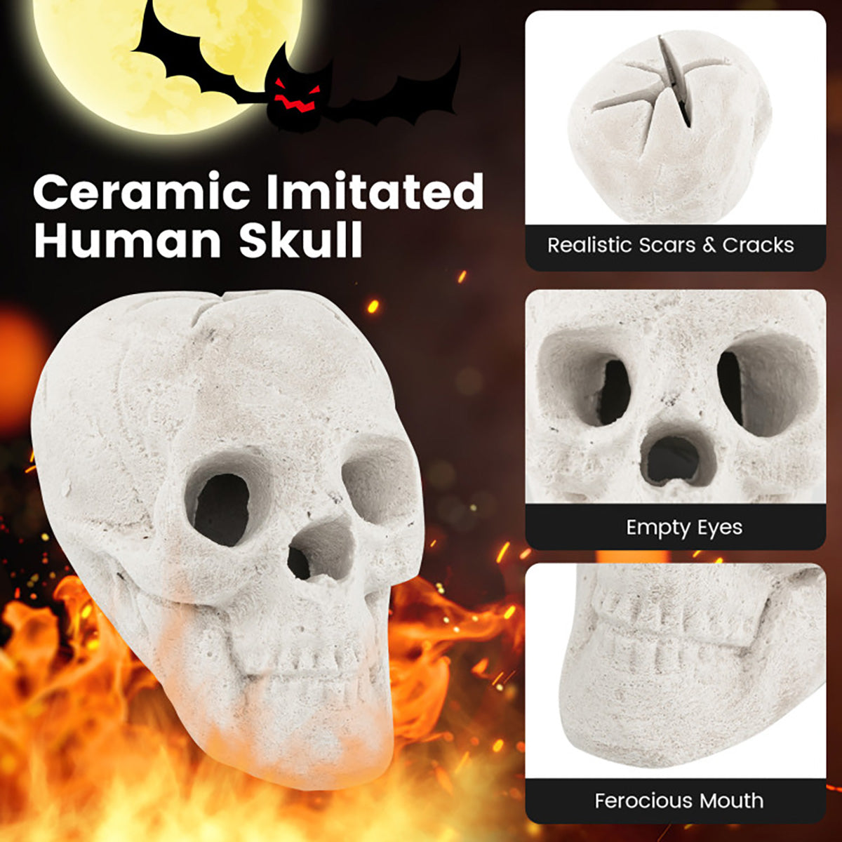 Ceramic Fireproof Fire Pit Skull