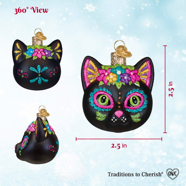 Old World Christmas Dia De Los Muertos Cat Halloween Ornament