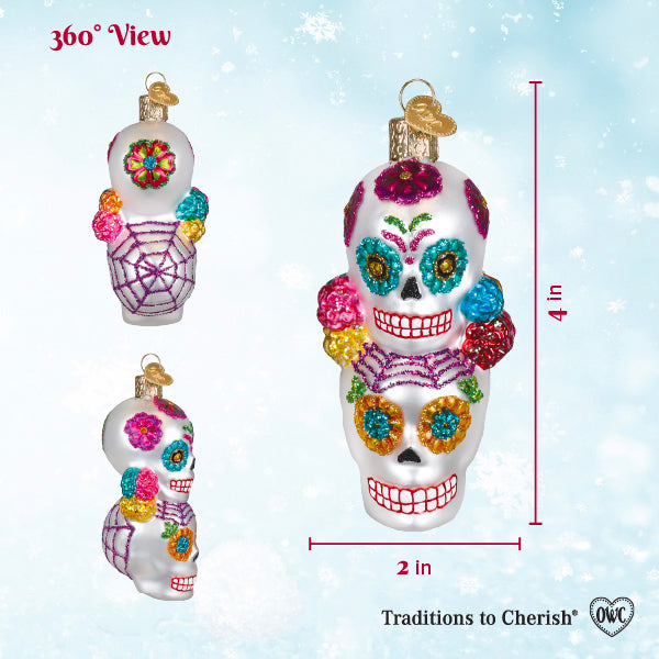 Old World Christmas Dia De Los Muertos Stacking Skulls Halloween Ornament