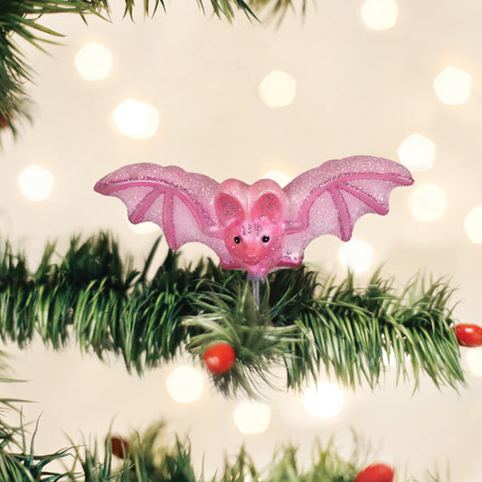 Old World Christmas Shimmering Pink Bat Halloween Ornament