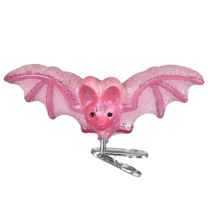 Old World Christmas Shimmering Pink Bat Halloween Ornament
