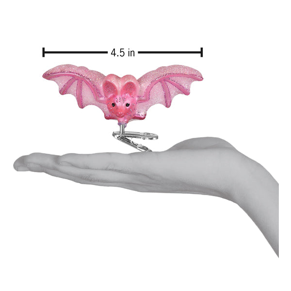 Old World Christmas Shimmering Pink Bat Halloween Ornament