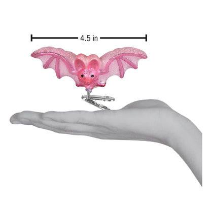 Old World Christmas Shimmering Pink Bat Halloween Ornament