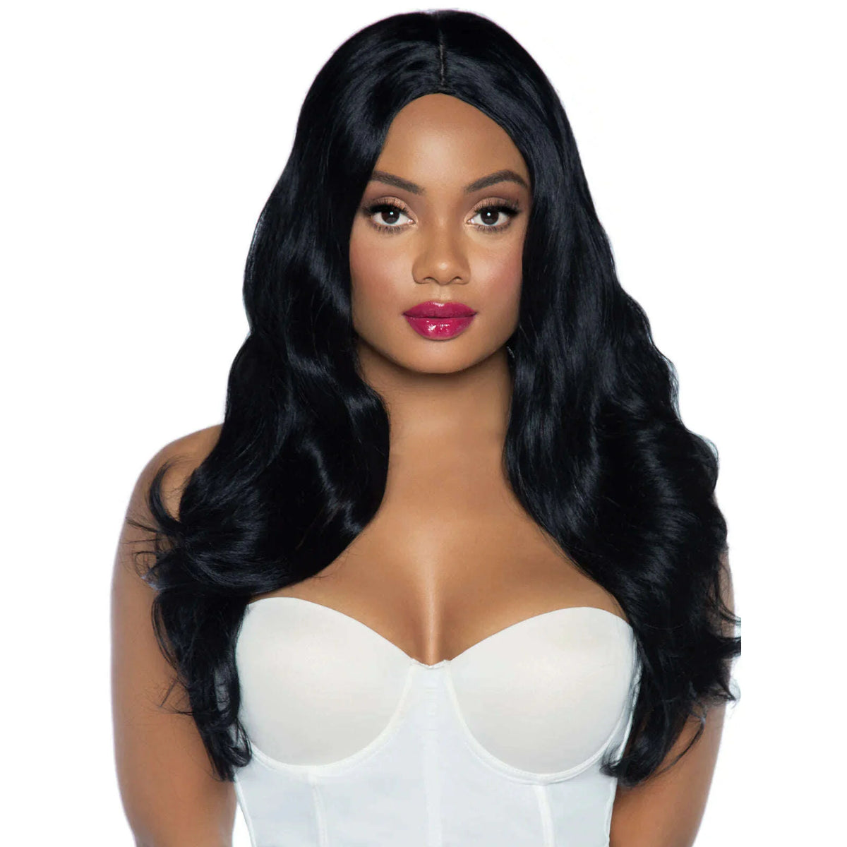27' Long Wavy Center Part Black Wig