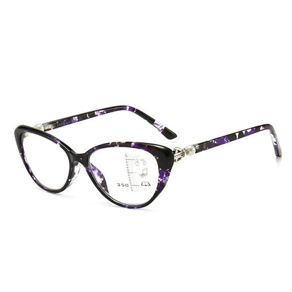 CAT EYE WITH PEARL HINGE PROGRESSIVE MULTIFOCAL READING GLASSES