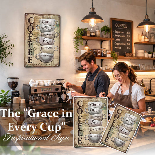 'Grace in Every Cup' Inspirational Sign ⛪ — A Timeless Message of Mercy for Your Sacred Space