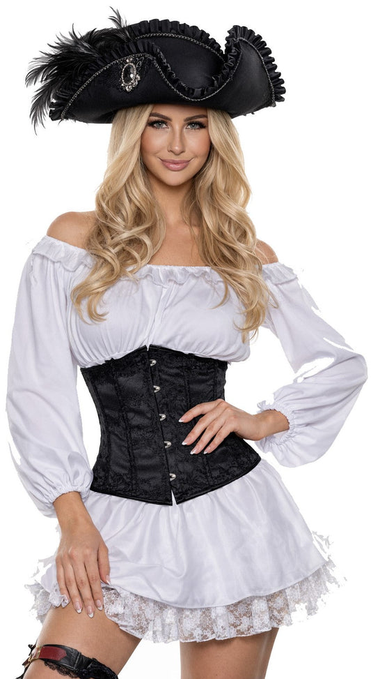 Black Lace Pirate Underbust Corset | NYC Corset Shop | Steampunk & Burlesque Corset