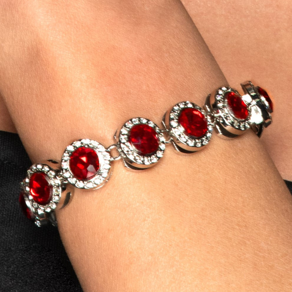 Red Rhinestone Jeweled Bracelet | Costume Jewelry NYC | Statement Jewelry