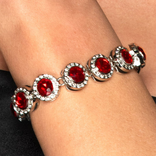 Red Rhinestone Jeweled Bracelet | Costume Jewelry NYC | Statement Jewelry