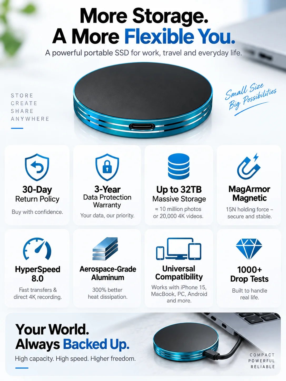 🔥HOT SALE🔥C Magnetic Portable SSD – Anti-Lost External Solid State Drive