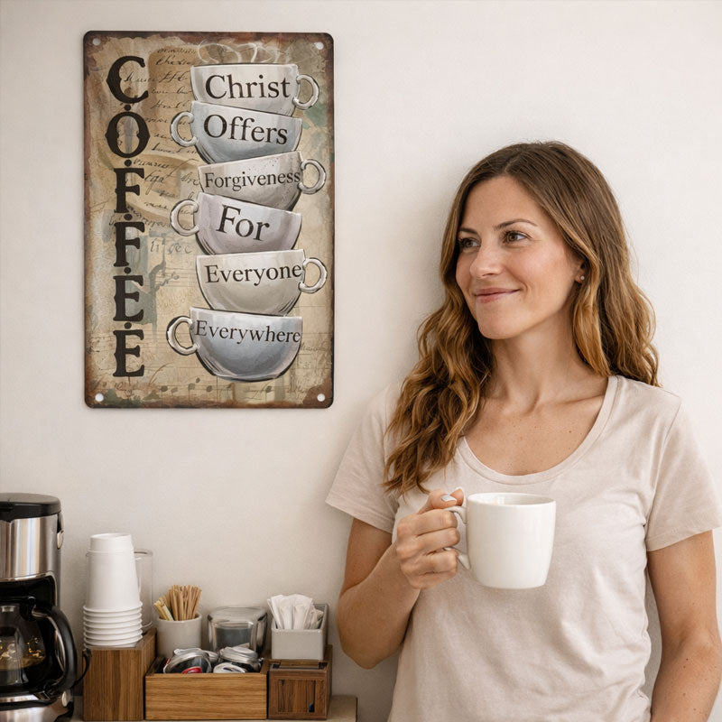 'Grace in Every Cup' Inspirational Sign ⛪ — A Timeless Message of Mercy for Your Sacred Space