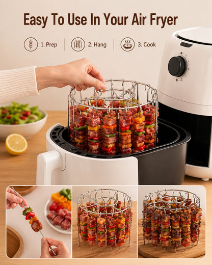 🔥Heat-Resistant Vertical Skewers Clavo Air Fryer Rack