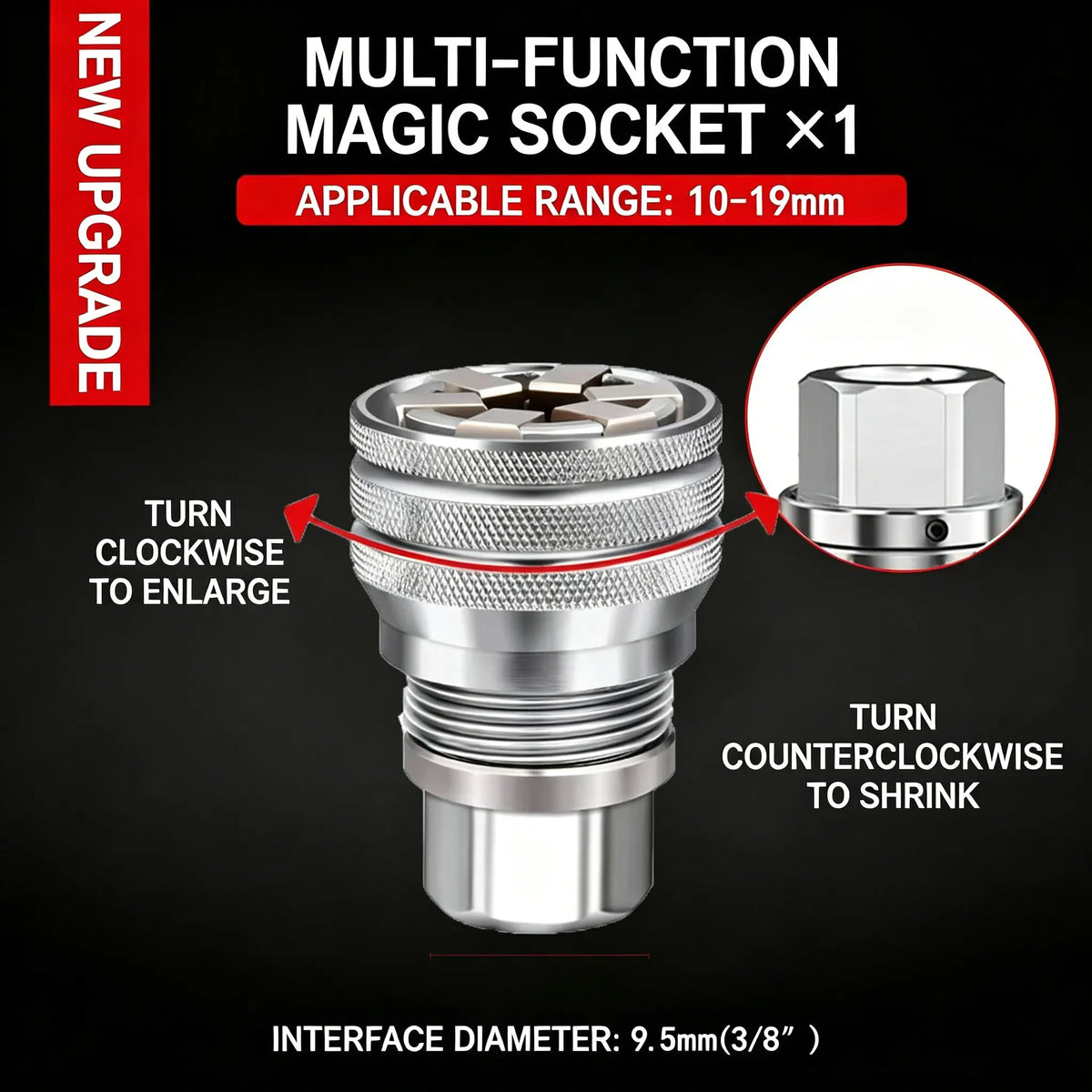 Universal Socket Wrench Tool – Self-Adjusting Multi-Size Socket for Ratchets & Power Drills | Heavy-Duty Repair Tool Gift for Men