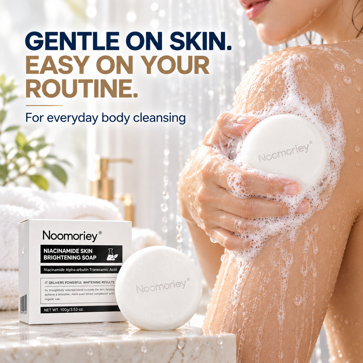 🔥 50% OFF Niacinamide Brightening Soap Bar – Gentle Body Cleanser for Smooth, Radiant Skin