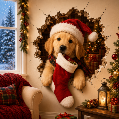 🔥Last Day 50% OFF-19.7'' Christmas Breaking Through the Wall Decal🎄🎁