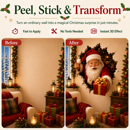 🔥Last Day 50% OFF-19.7'' Christmas Breaking Through the Wall Decal🎄🎁