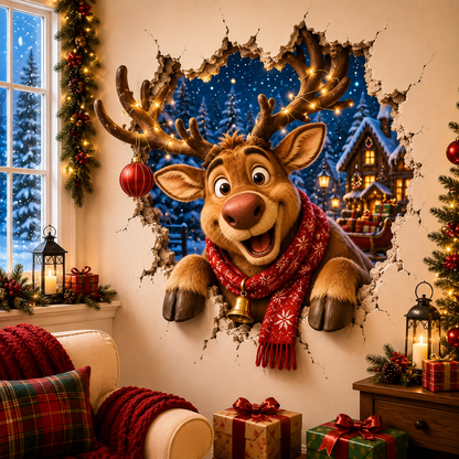 🔥Last Day 50% OFF-19.7'' Christmas Breaking Through the Wall Decal🎄🎁