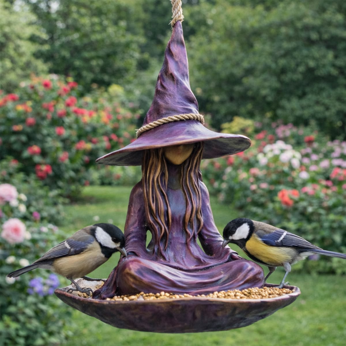🧙‍♀️Meditating Witch Garden Bird Feeder