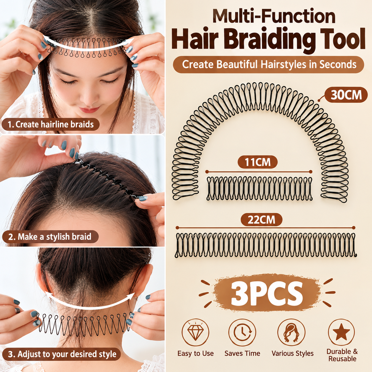 ✨ Flexible Hair Bun Styling Comb – Tuck Flyaways, Shape & Secure a Fuller Bun in Seconds