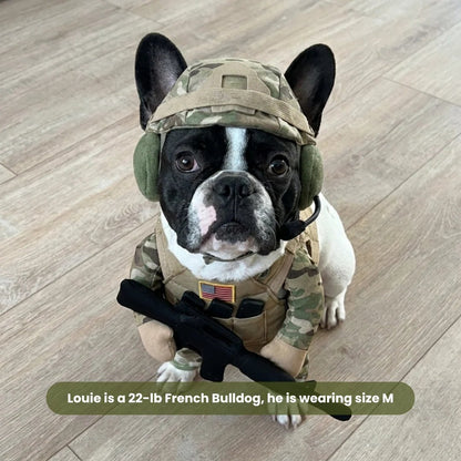 🔥Hilarious Tactical Soldier Pet Costume – Front-Facing Military Uniform for Dogs & Cats