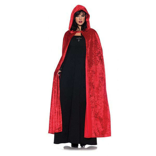 55' Witch Hooded Red Velvet Unisex Cloak