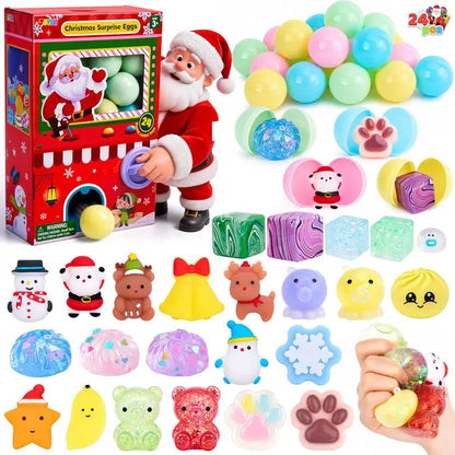 2026 Christmas 24-Day Advent Calendar Gift Set - Dumpling Squishies, Glitter Fidget Toys, Blind Box Quirky Whimsical Stress-Relief Indoor Recreation Gifts for Kids