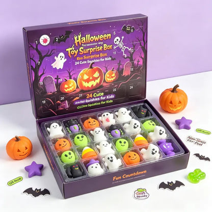 Christmas Squishy Advent Calendar Bundle | Halloween & Holiday Fidget Toy Countdown Calendars, 24 Surprise Squishies Each